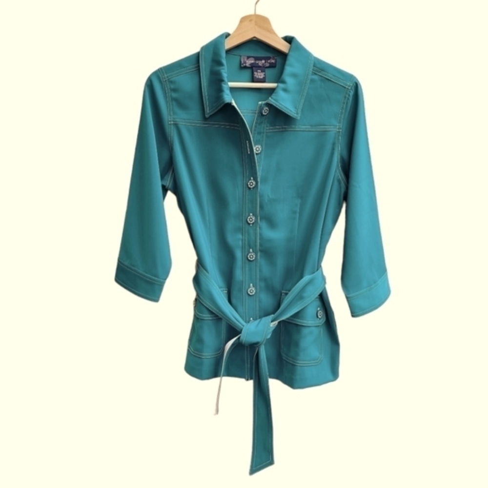 Susan Graver Light Jacket Blazer with Reversible Belt, Size Small